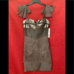 NICOLE MILLER OLIVE SILK SLEEVELESS DRESS